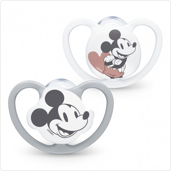 NUK Space Silicone Soother Mickey 2-Pack Grey 18-36m