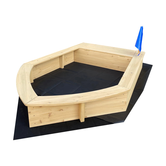 Liberty House Toys Kids Boat Sandpit with Seating and Cover