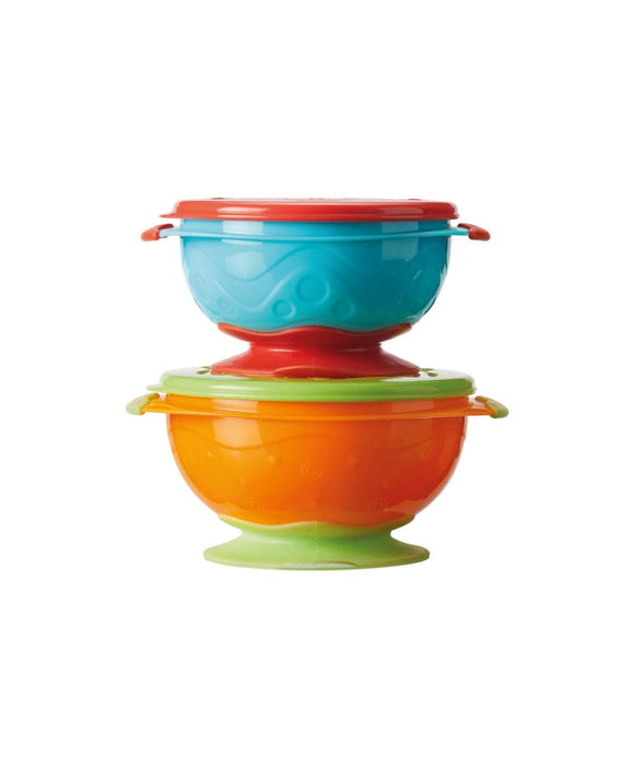 Nuby Stackable Suction Bowls With Lids 2Pk