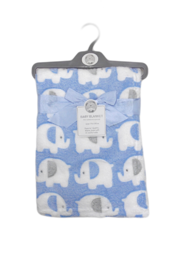 Baby Blanket Fleece Elephants Blue