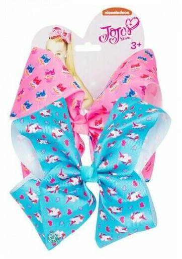 JoJo Siwa Double Bow Set Pink Cupcakes Unicorn Love Hearts