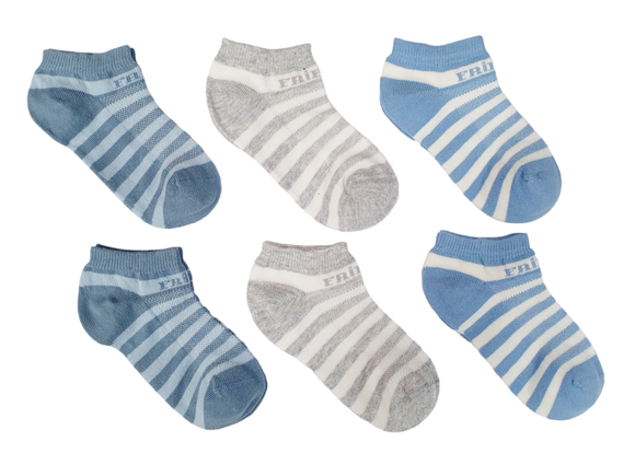 Little Team Cotton Rich Trainer Socks Striped Friend 6Pk (5-10yrs)