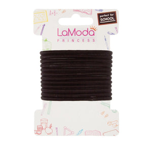 LaModa Princess Back to School Round Ponytailers Black Metal Free 12Pk