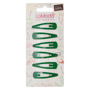 LaModa Princess Back to School Girls Clips Green Plain 6Pk