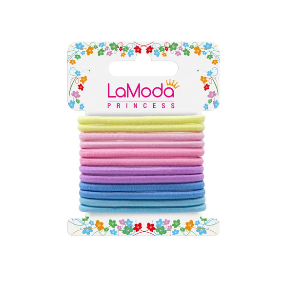 LaModa Princess Round Ponytailers Rainbow Colours Metal Free 12Pk