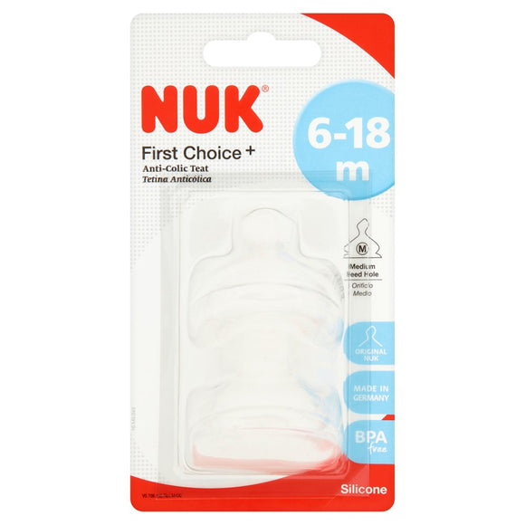 NUK First Choice Silicone Teat Size 2 Medium Flow 2Pk 6-18m