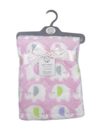 Baby Blanket Fleece Elephants Pink