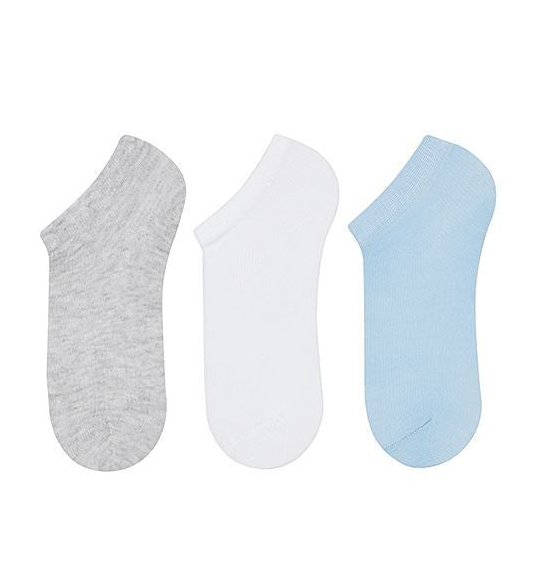 Baby Boy Trainer Socks Blue Plain 3Pk (0-12mths)