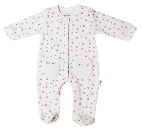 Babybol Velour Babygrow White Boxed (1-6mths)