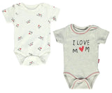Bebetto Short Sleeve Bodysuits I Love Mom 2-Pack (0-24mths)