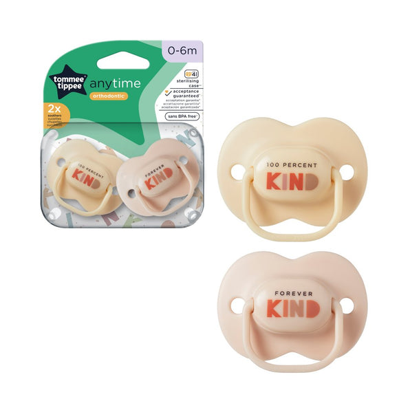 Tommee Tippee Anytime Soother 2-Pack 0-6m Beige