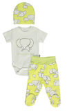 Bebetto Bodysuit, Leggings and Hat Set Elephant Green 3-Piece (0-9mths)