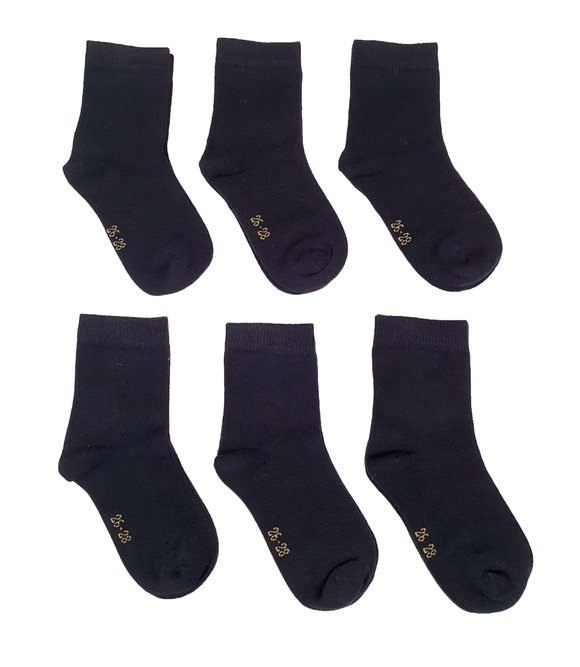 Little Team Cotton Rich Seamless School Socks 6Pk Black (3-12yrs)