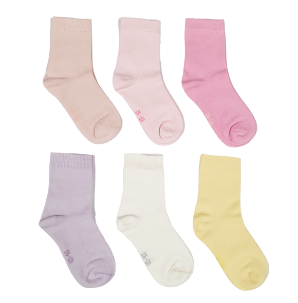 Little Team Cotton Rich Seamless Socks 6Pk Pink Plain (0-10yrs)