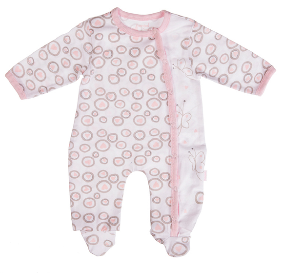 Babybol Cotton Sleepsuit Butterflies and Circles Pink (0-3mths)