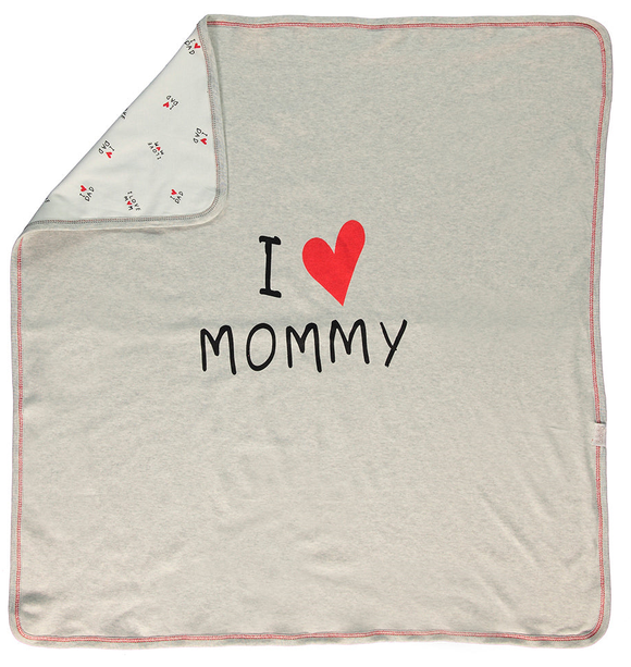 Bebetto Cotton Baby Blanket Grey I Love Mommy