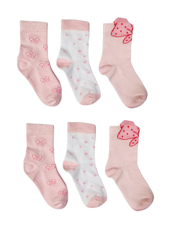 Little Team Cotton Rich Seamless Socks Bow Pink 6Pk (0-4yrs)