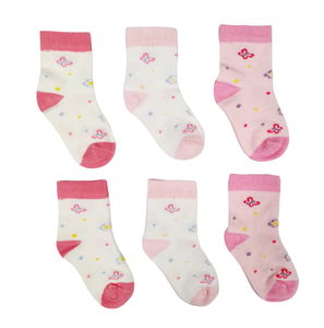 Little Team Cotton Rich Seamless Socks 6Pk Butterfly (0-12mths)