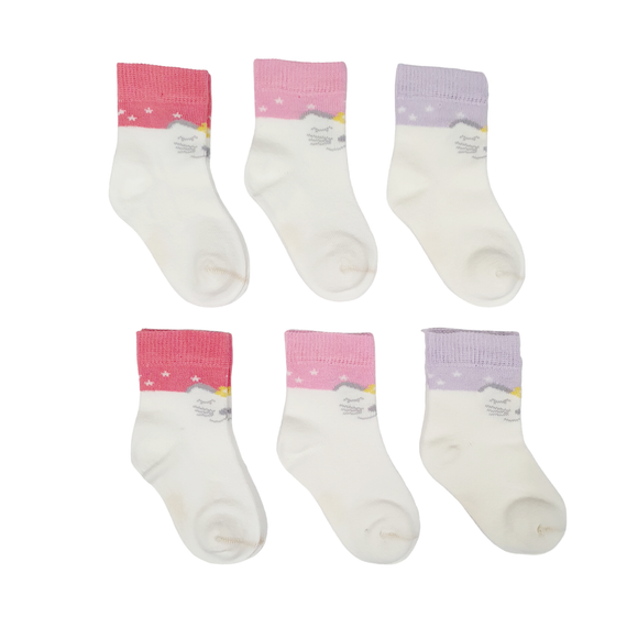 Little Team Cotton Rich Seamless Socks 6Pk Cat (0-12mths)