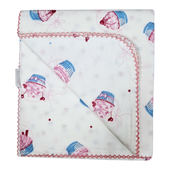 Bebetto Cotton Flannel Blanket Double Sided Cupcakes