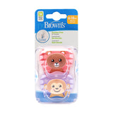 Dr Brown's PreVent Animal Soother 2-Pack Pink 6-18m