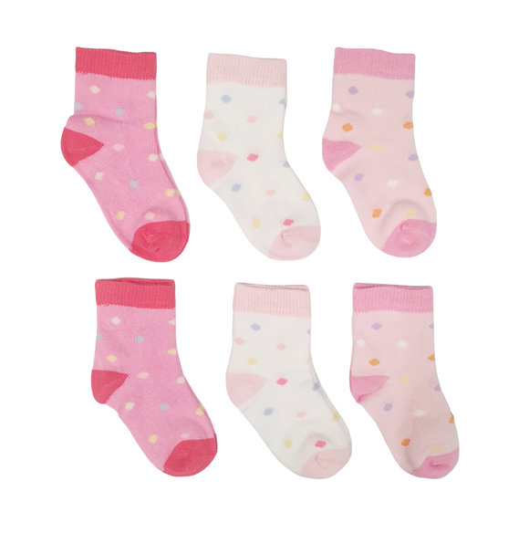 Little Team Cotton Rich Seamless Socks 6Pk Dots (0-12mths)