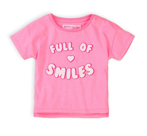 Minoti Girls T-shirt Full of Smiles Fluo Pink (12mths-3yrs)
