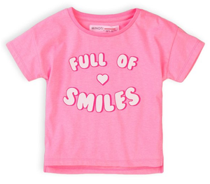 Minoti Girls T-shirt Full of Smiles Fluo Pink (18-24mths)