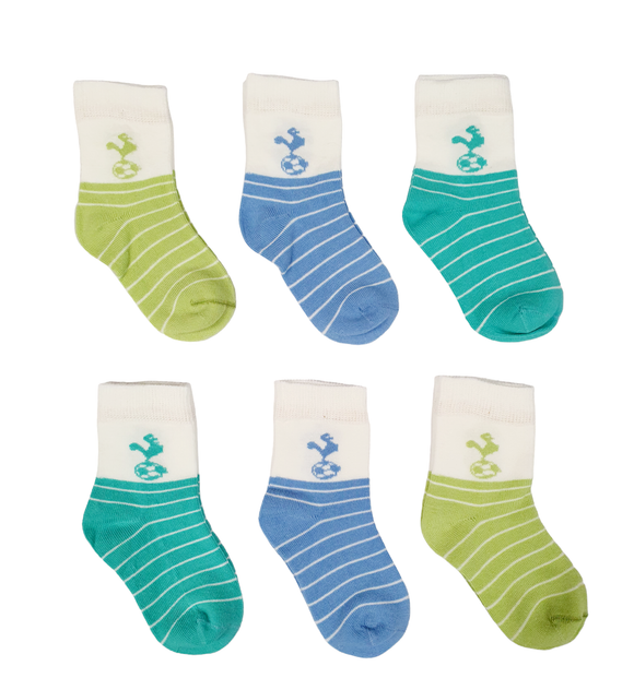 Little Team Cotton Rich Seamless Socks 6Pk Green Striped (0-4yrs)