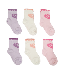 Little Team Cotton Rich Seamless Socks Heart 6Pk (1-3yrs)