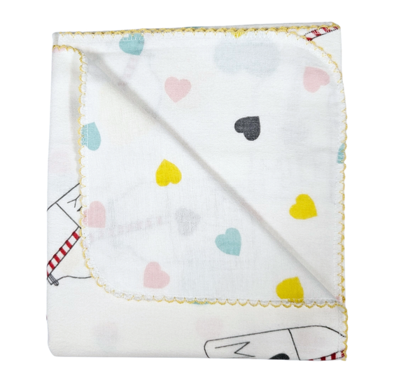 Bebetto Cotton Flannel Blanket Double Sided Hearts