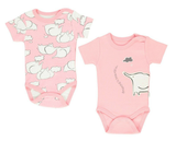 Bebetto Bodysuits Elephant Pink 2-Pack (0-12mths)