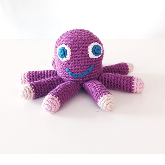 Pebble Octopus Rattle Soft Purple Handmade