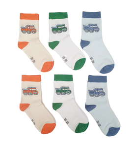 Little Team Cotton Rich Seamless Socks 6Pk Trucks (1-4yrs)