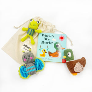 Pebble Where’s Mr Duck Book And Toys Story Sack