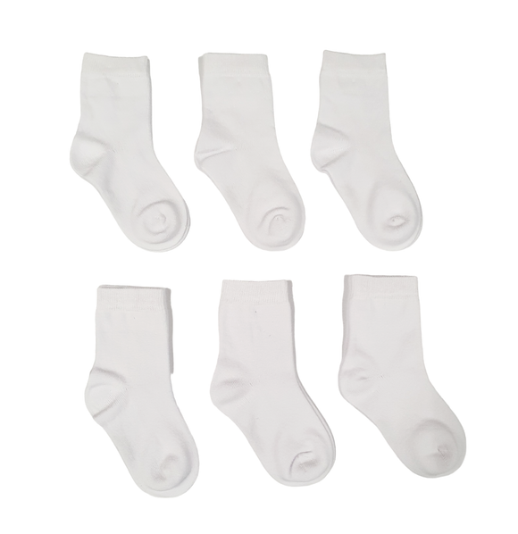Little Team Cotton Rich Seamless Socks 6Pk White Plain (0-10yrs)