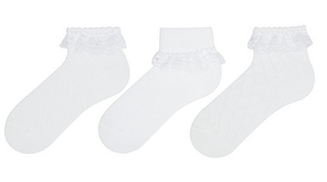 Baby Girl Frilly Lace Socks White Assorted 3Pk (0-18mths)