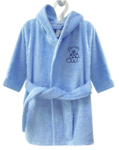 Bath Towelling Robe Hooded With Embroidery Blue (2yrs)