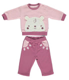 Bebetto Top and Trousers Fleece Set Pink Bear (6mths-2yrs)