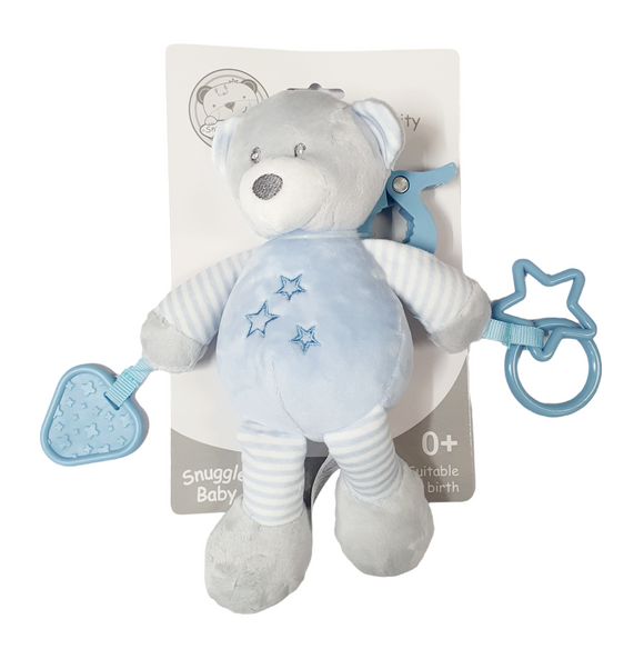 Snuggle Baby Blue Bear Clip On Pram Toy