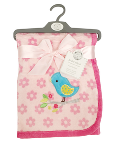 Baby Blanket Fleece Bird Pink