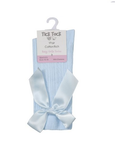 Baby Girl Knee High Socks Satin Bow Blue