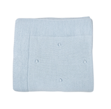 Pompom Knitted Baby Blanket Blue