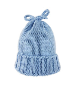 Baby Knitted Hat Plain Blue (3-6mths)