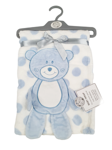 Baby Blanket Fleece Bear Blue