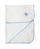 Baby Hooded Square Towel White With Blue Embroidery 90/90cm