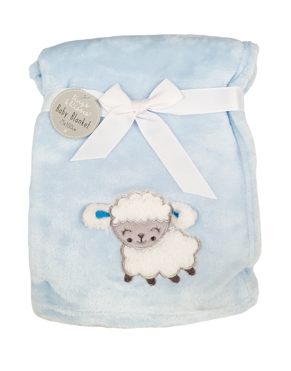 Baby Blanket Fleece Sheep Blue