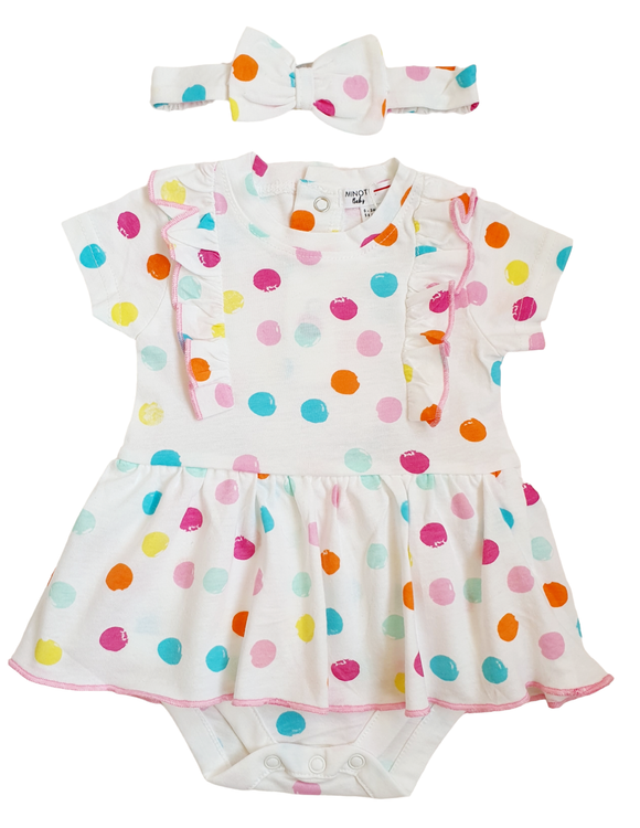 Minoti Girls Bodysuit Dress and Headband Set (0-12mths)