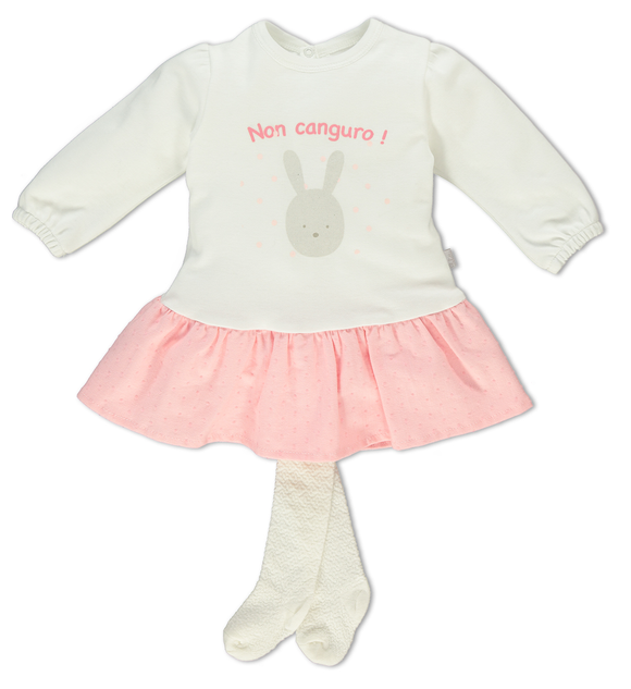 Bebetto Dress And Tights Set Pink Ivory (6mths-2yrs)