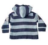 Baby Boy Hooded Knitted Cardigan Blue Striped (6mths)